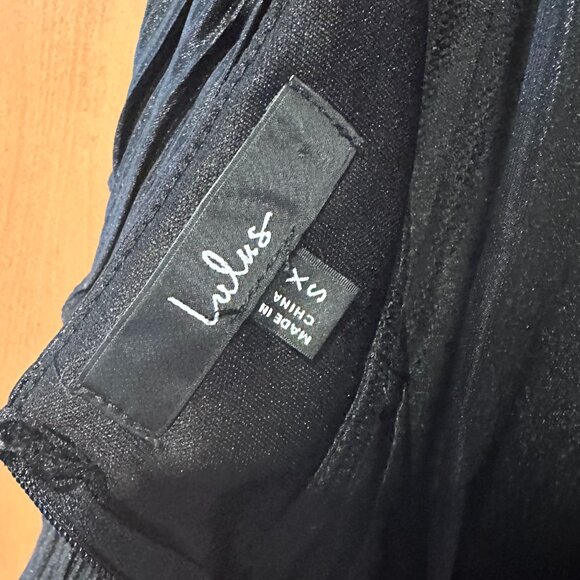 Lulus Black Satin Pleated Tiered Lace-Up Maxi Dress XS - Picture 10 of 10